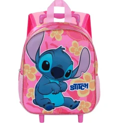 Best Lilo y Stitch Rosa Mochila 3D con Ruedas Pequeña Cute