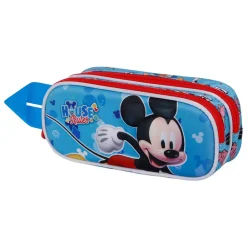 New Mickey Mouse Azul Estuche Portatodo Doble 3D House