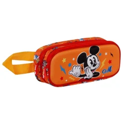 Online Mickey Mouse Naranja Estuche Portatodo Doble 3D Whisper